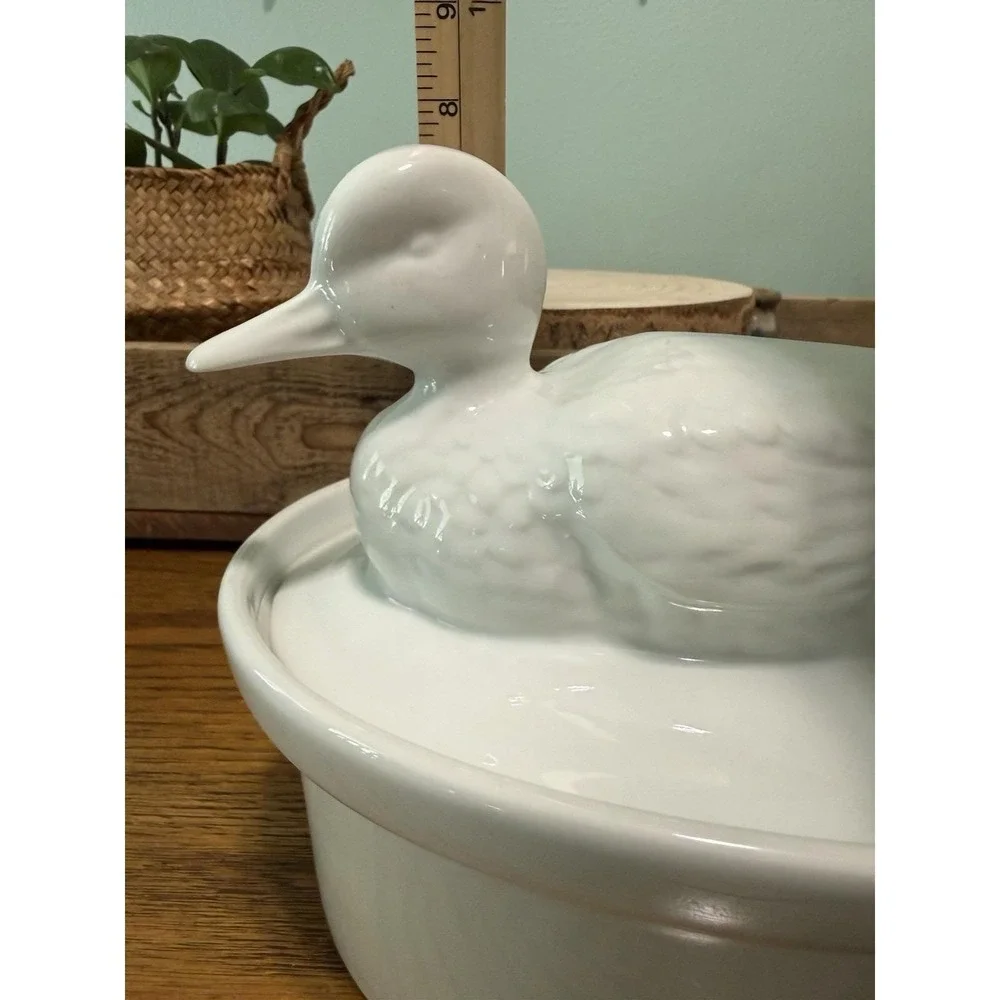 Vintage BIA Cordon Bleu White Duck Casserole Dish